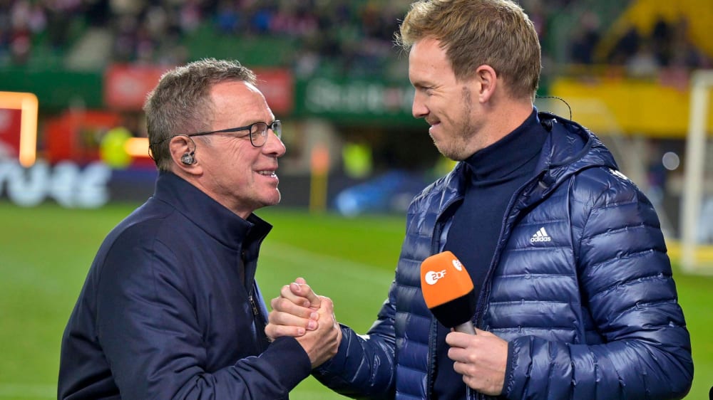 Zwei der vielen Kandidaten beim FC Bayern München: Ralf Rangnick und Julian Nagelsmann (re.), der aktuelle Bundestrainer und mögliche Rückkeher auf die Bank.