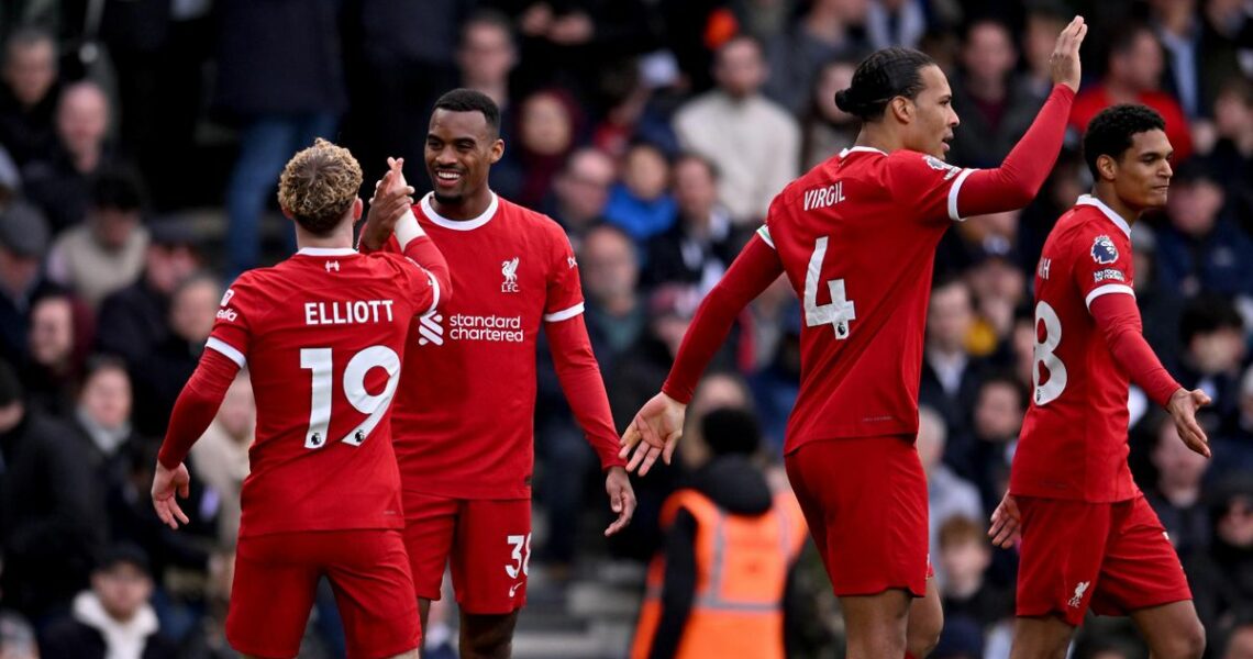 Liverpool score three against Fulham to keep pace in title race