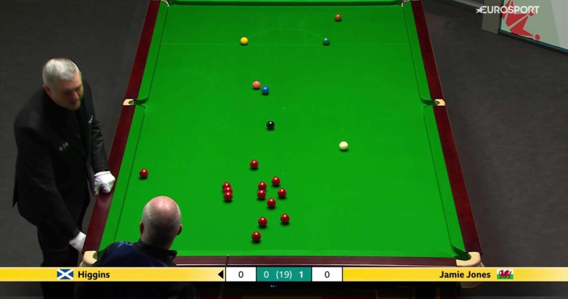 Watch unusual moment ball drops in without Higgins potting it