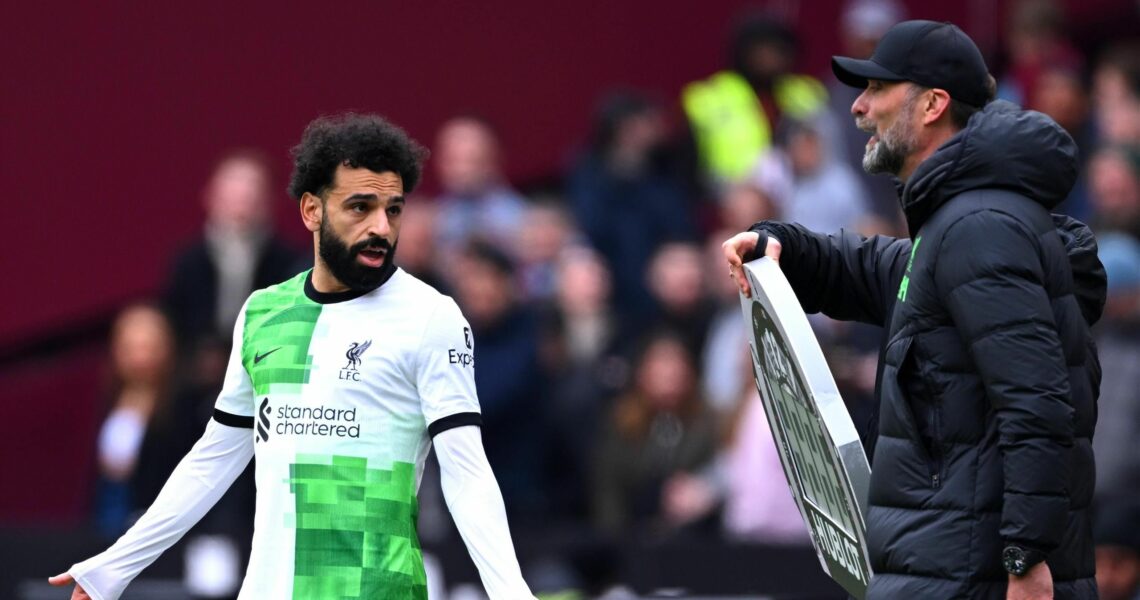 Liverpool’s title hopes in tatters after draw at West Ham as Salah clashes with Klopp