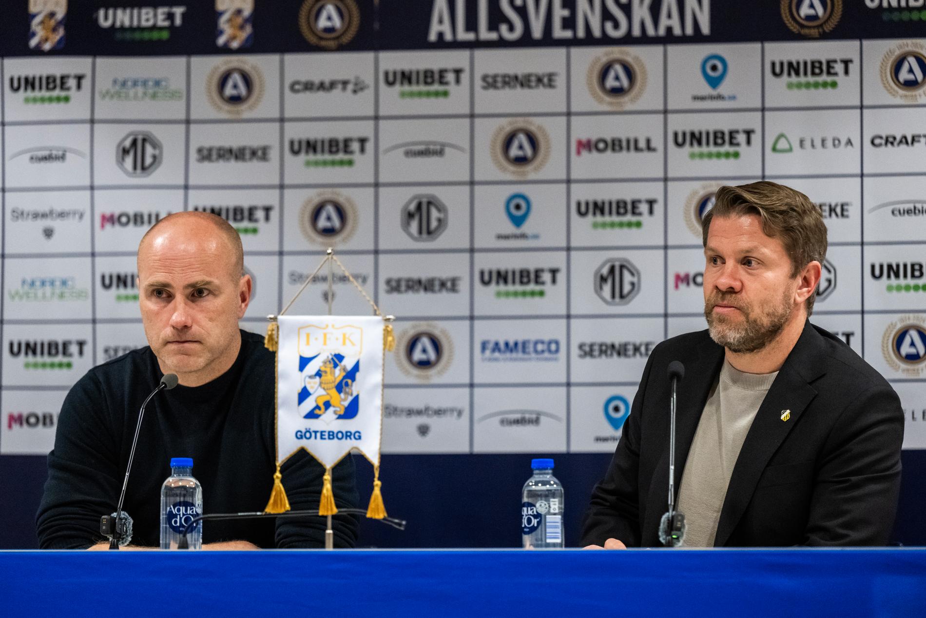 IFK Göteborgs tränare Jens Berthel Askou och Häckens tränare Pål Arne Johansen.