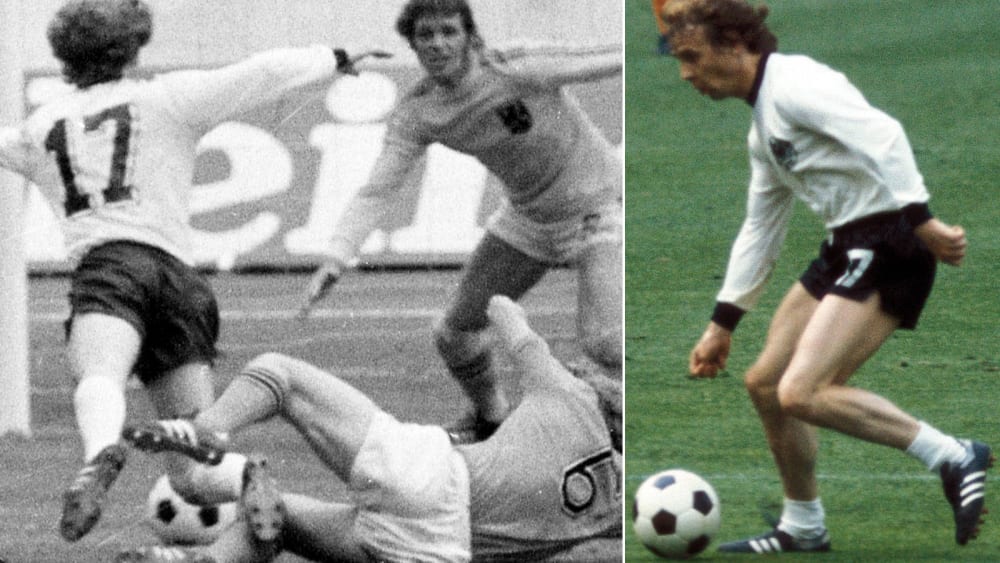 Schlüsselszene im WM-Finale 1974: Wim Jansen (#6) gegen Bernd Hölzenbein (#17).