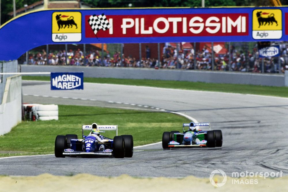 Senna continued to lead Schumacher once the safety car peeled in until his accident