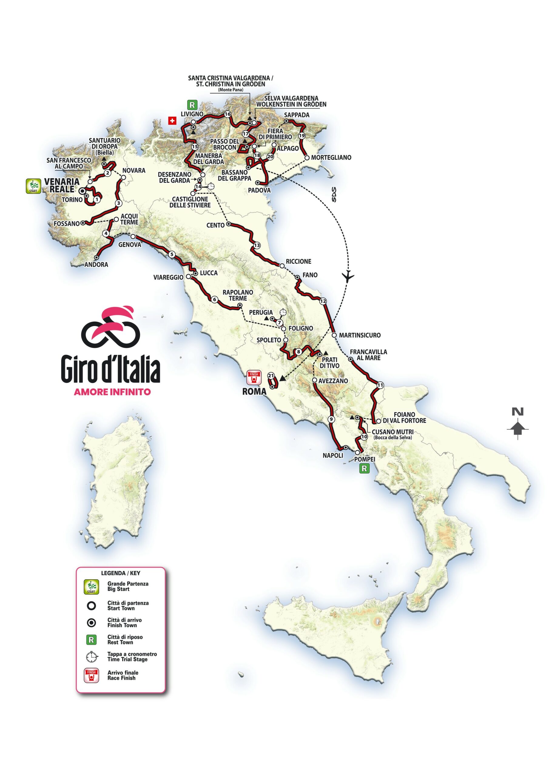 The route map for the Giro d'Italia 2024