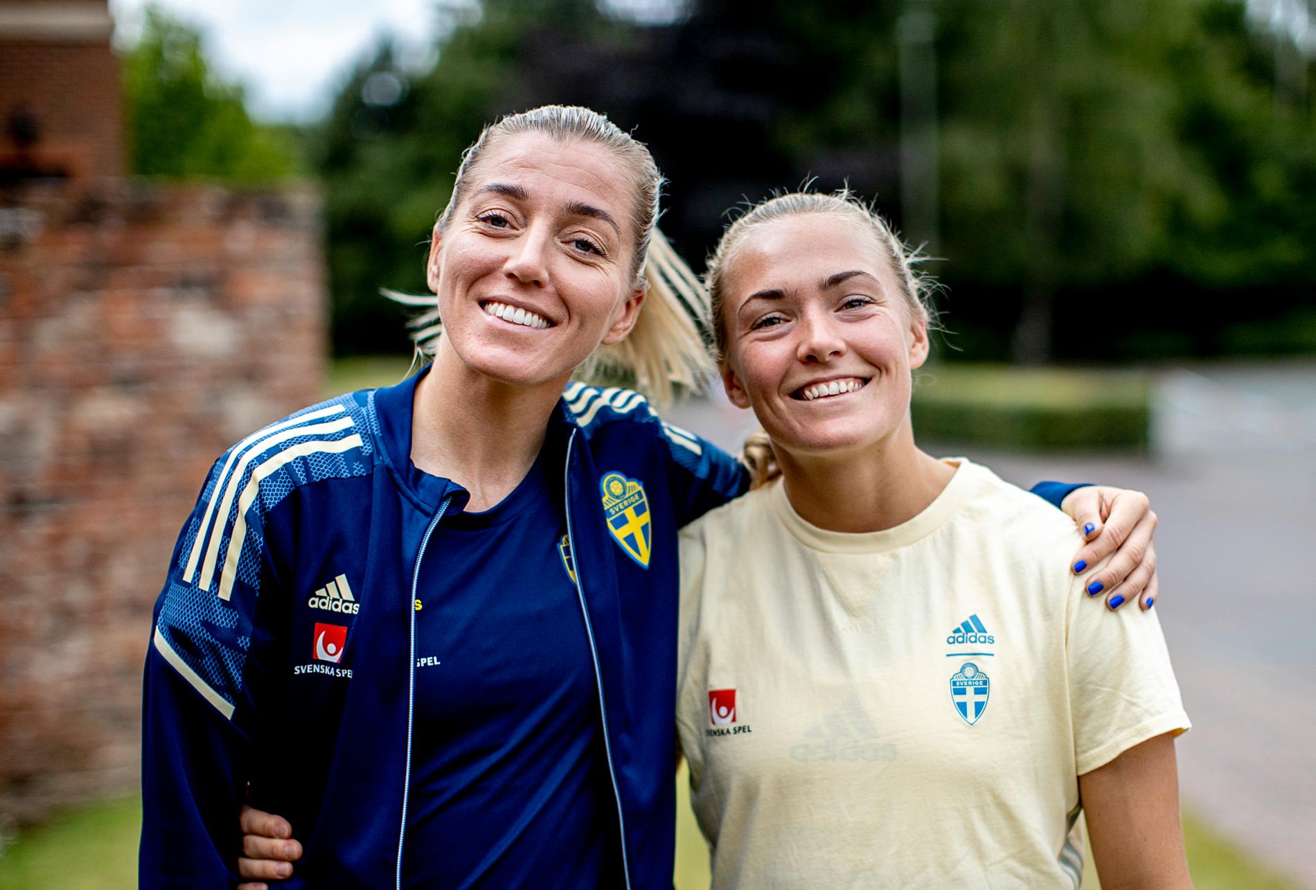 Landslagsstjärnorna Magdalena Eriksson, till höger, och Linda Sembrant är tyska mästare med Bayern München. Arkivbild.