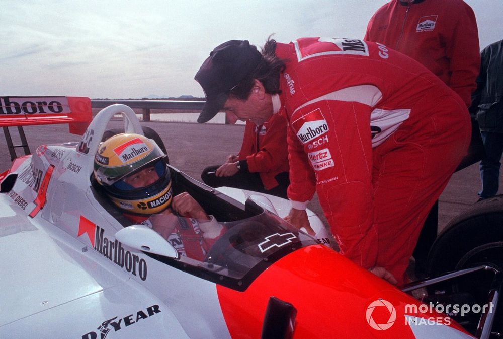 Senna tests Fittipaldi's Penske Chevrolet PC22 at Phoenix