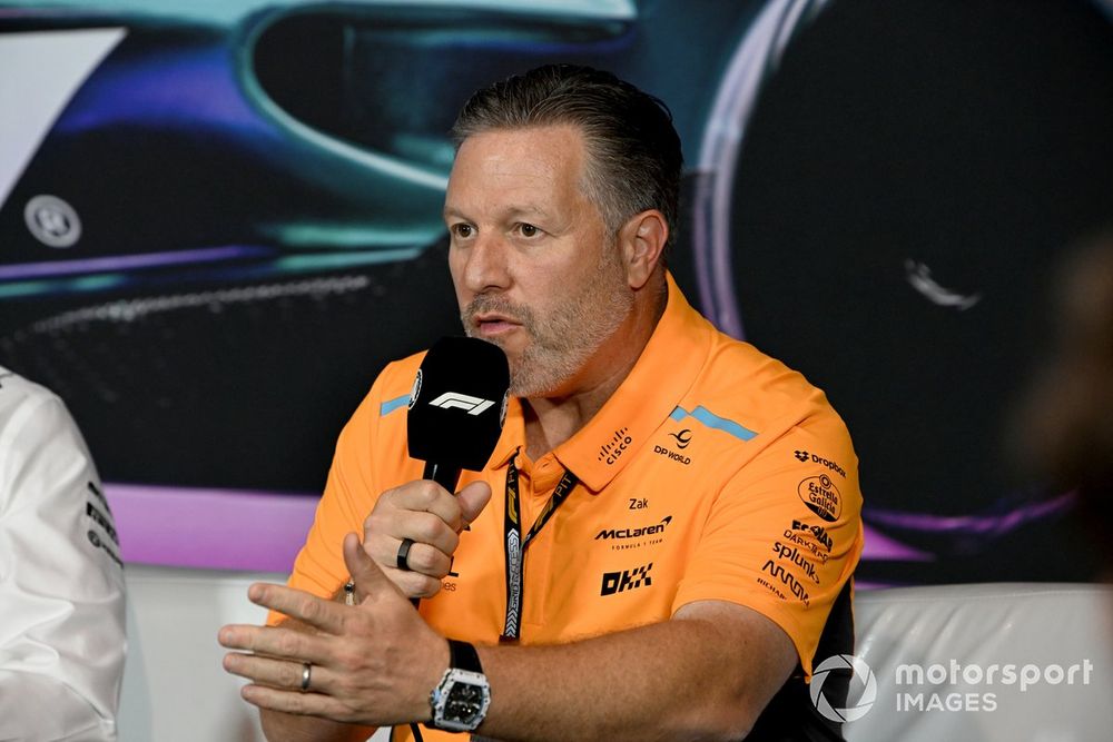 Zak Brown, CEO, McLaren Racing, in the Team Principals Press Conference 
