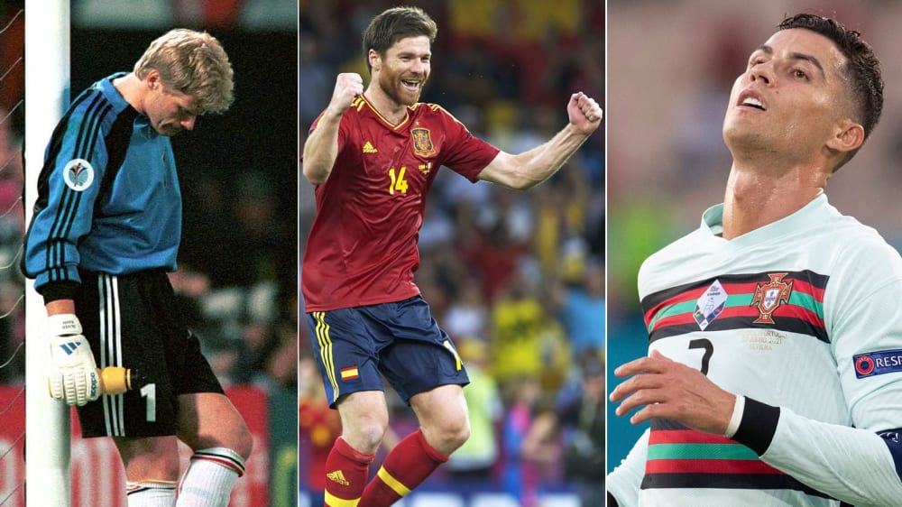 Europameister - mit unterschiedlichen Emotionen: Oliver Kahn, Xabi Alonso, Cristiano Ronaldo (v. li.).