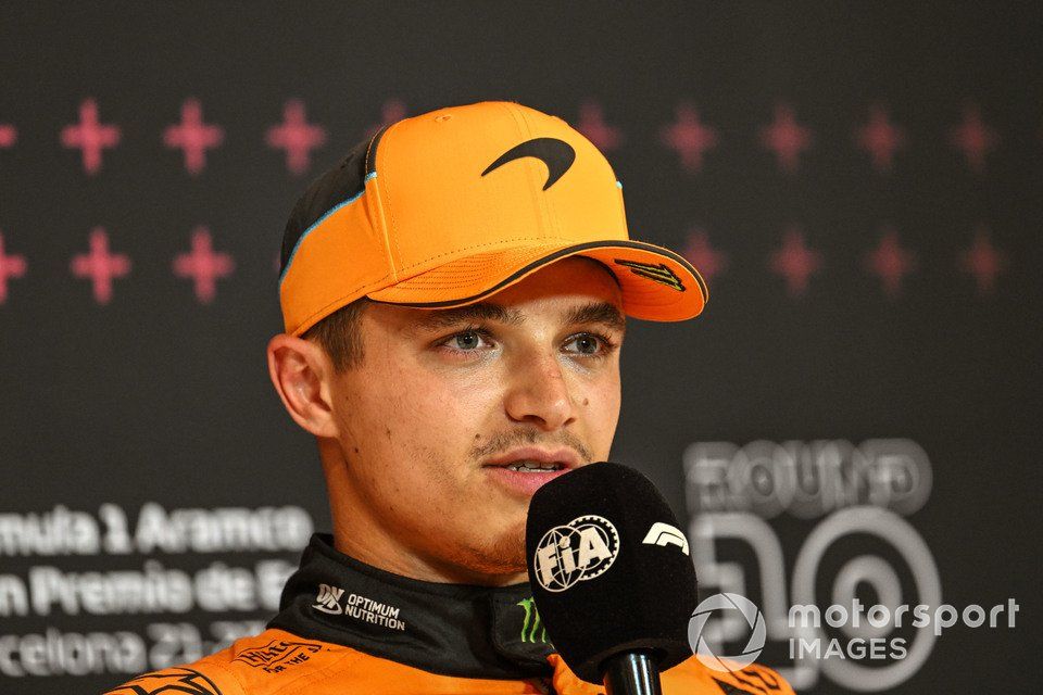 Pole man Lando Norris, McLaren F1 Team, in the post Qualifying Press Conference